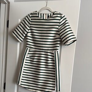 Striped Women’s Dress in Green and White